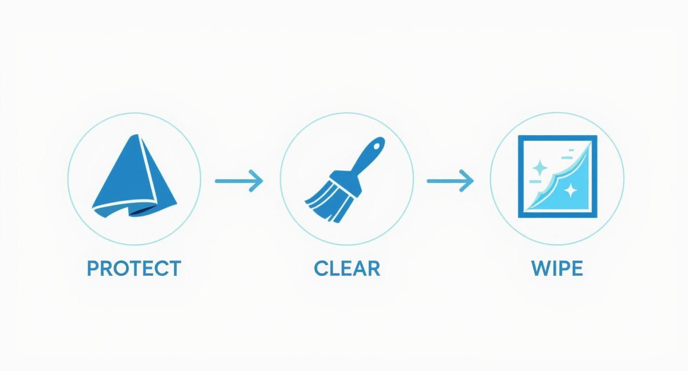 Infographic about how to clean inside windows