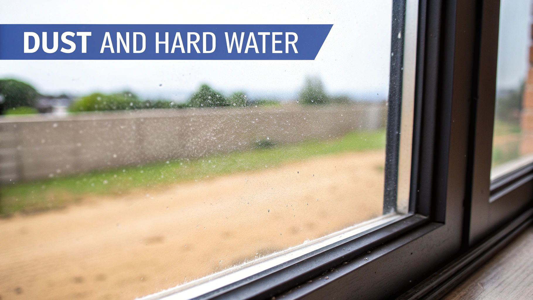 A professional window cleaner working on a large commercial building's glass facade.