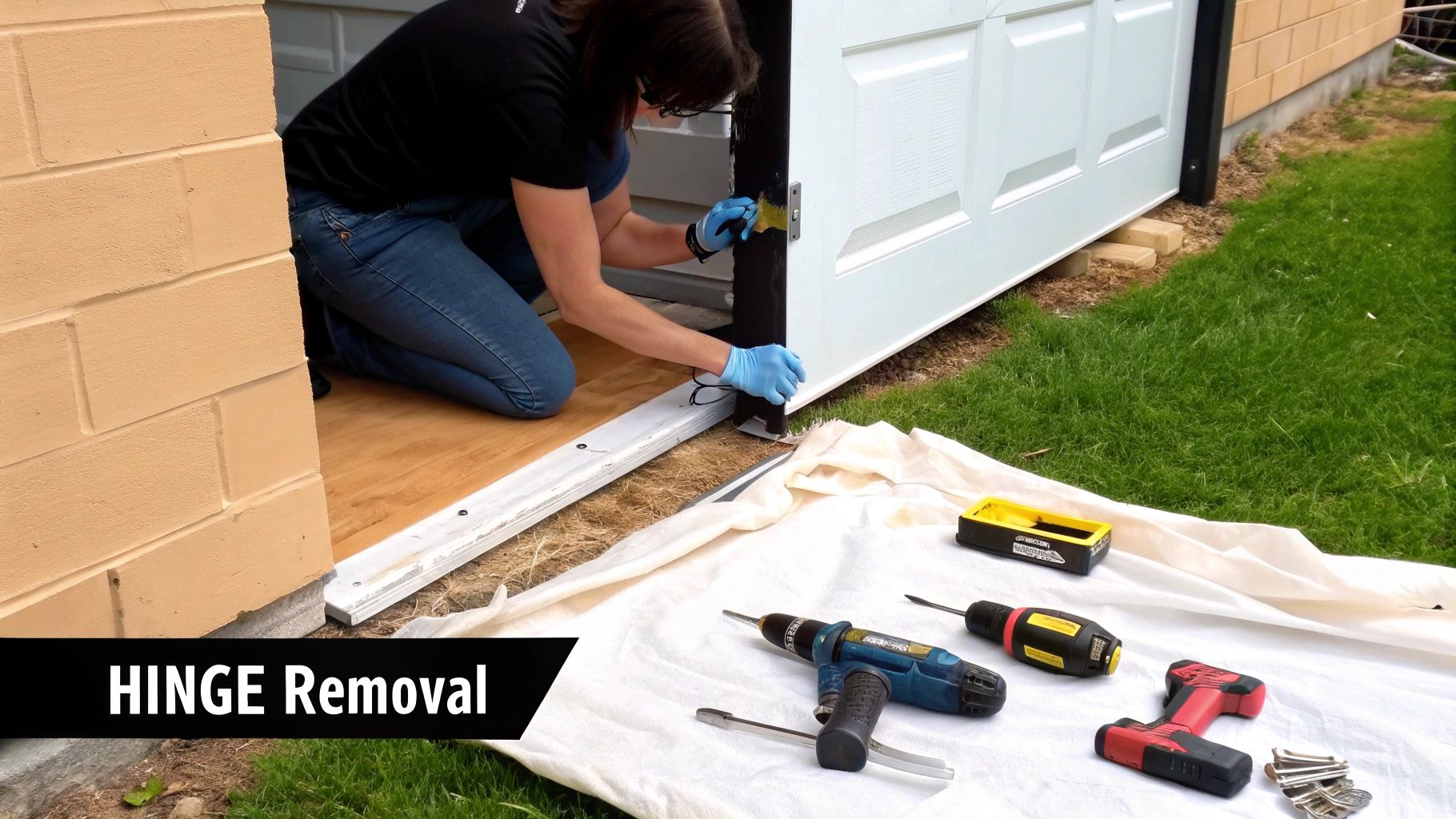 Tools for fixing a warped door.