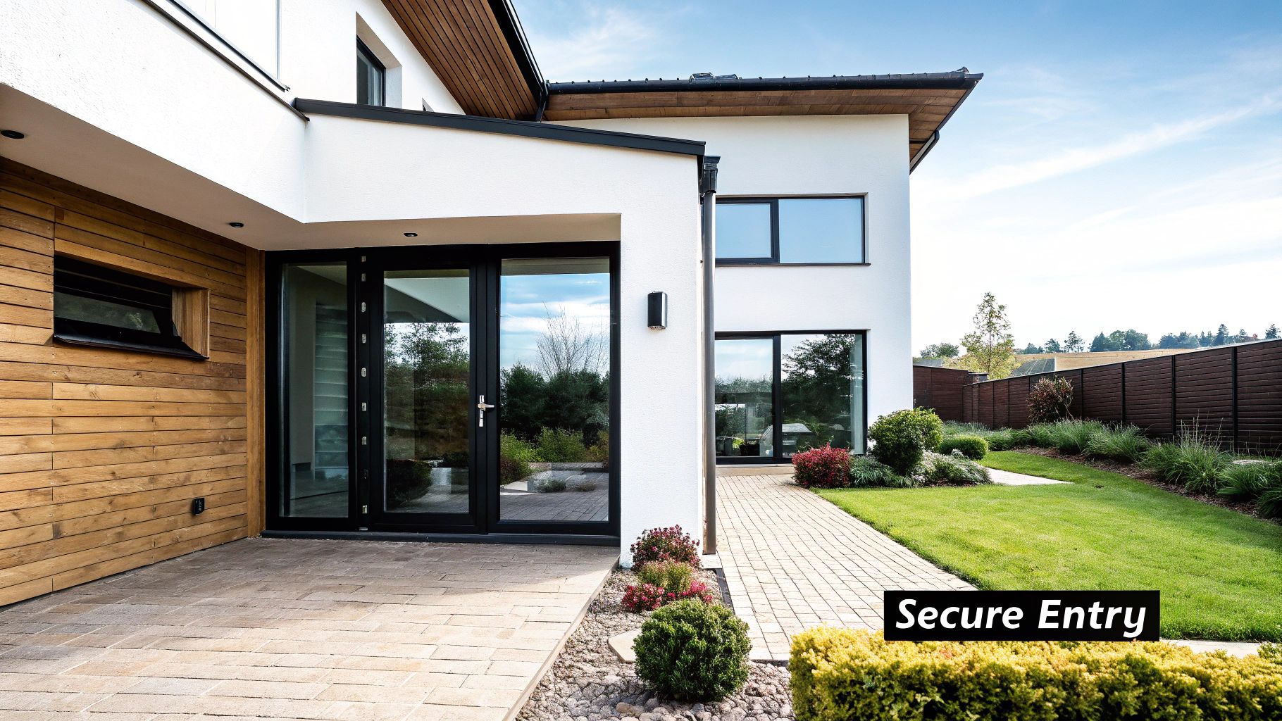 Sliding glass door with a security bar