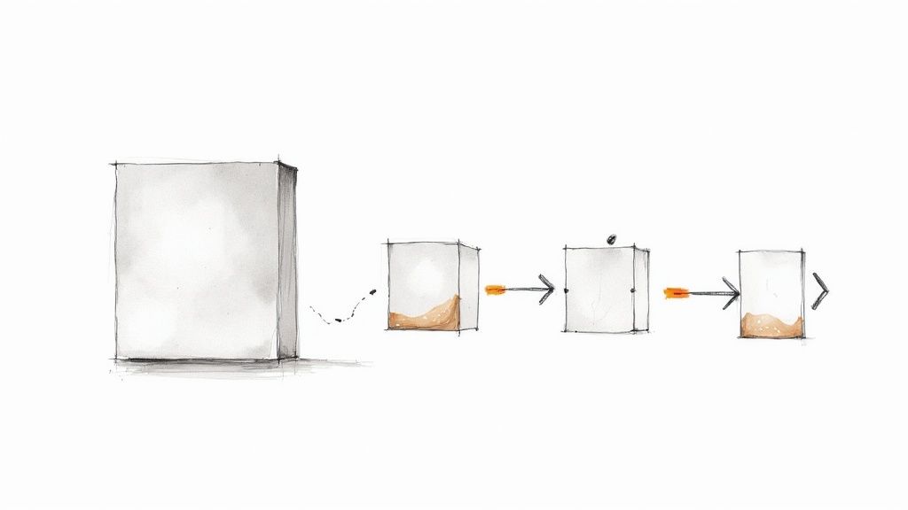 Футуристичное рабочее место с несколькими экранами, на которых показаны ИИ‑сгенерированные видео пейзажей и портретов.