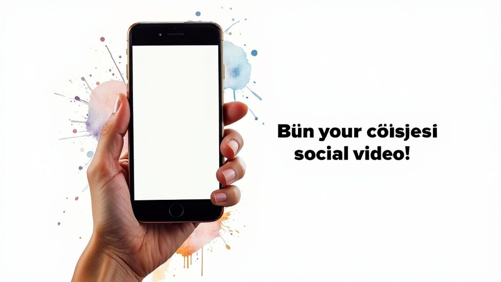 Close-up of a laptop screen showing video editing software with text overlay options.