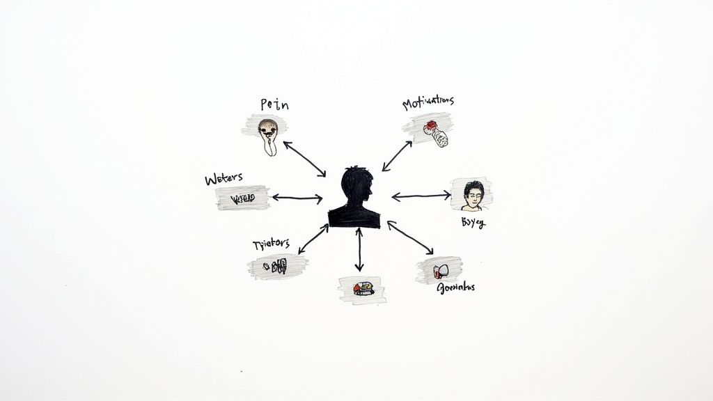 A digital blueprint of a customer journey map on a tablet, with analytical graphs in the background.