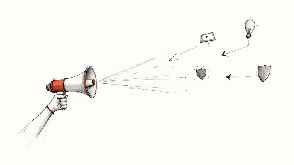 A person pointing at a whiteboard with marketing charts, illustrating the strategic power of explainer videos.