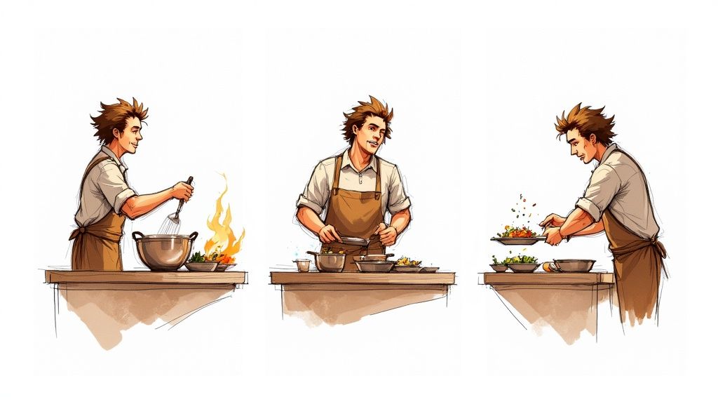 A series of images showing Barnaby the badger in different emotional states and poses, such as happy, sad, and surprised, created using AI.