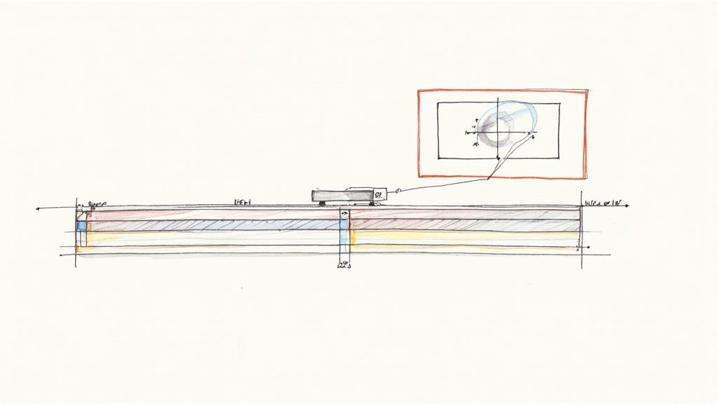 A person editing a video on a computer, with a timeline and preview window visible.
