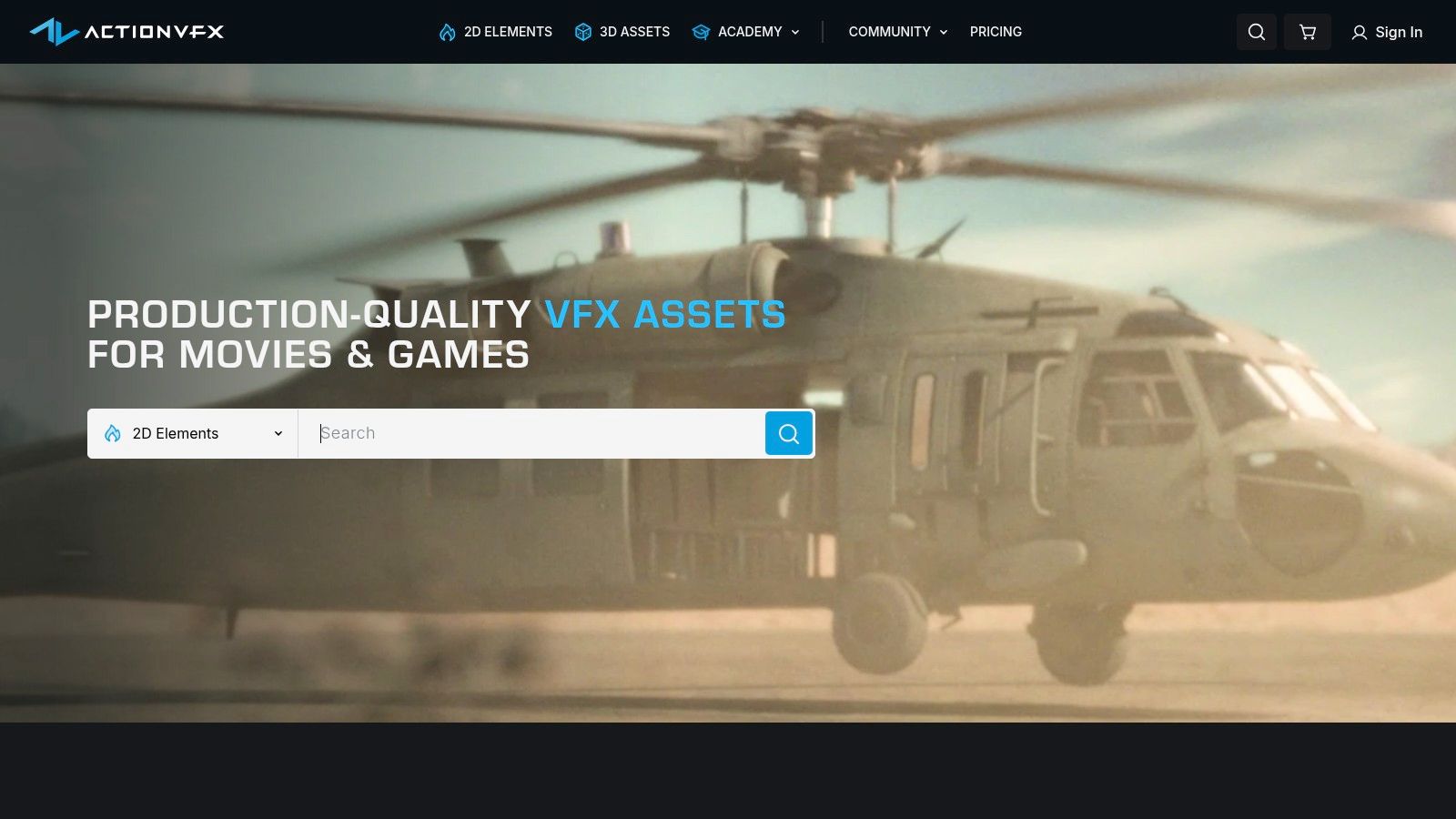 ActionVFX library of cinematic visual effects elements