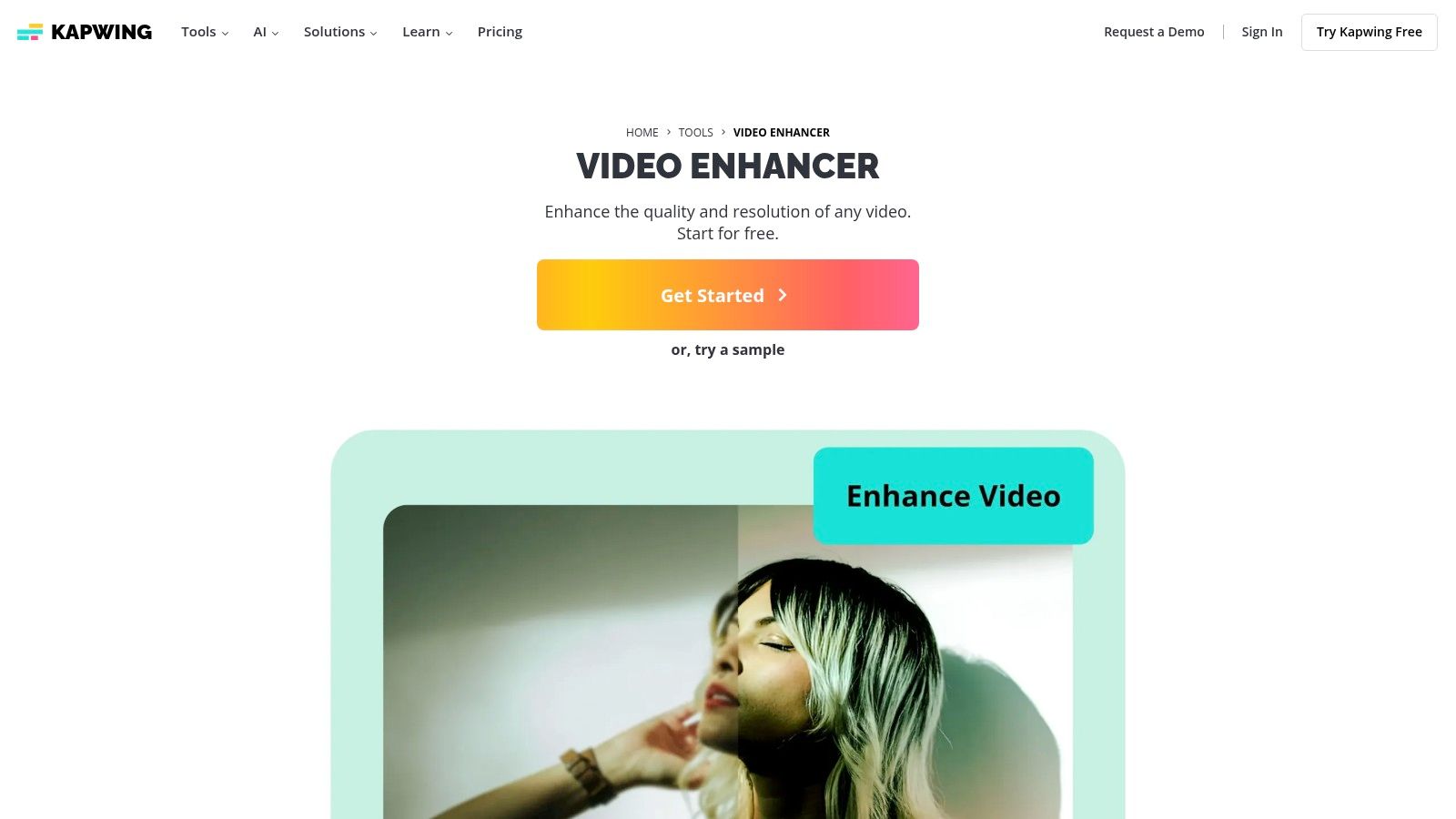 Kapwing – Online Video Enhancer/Upscaler
