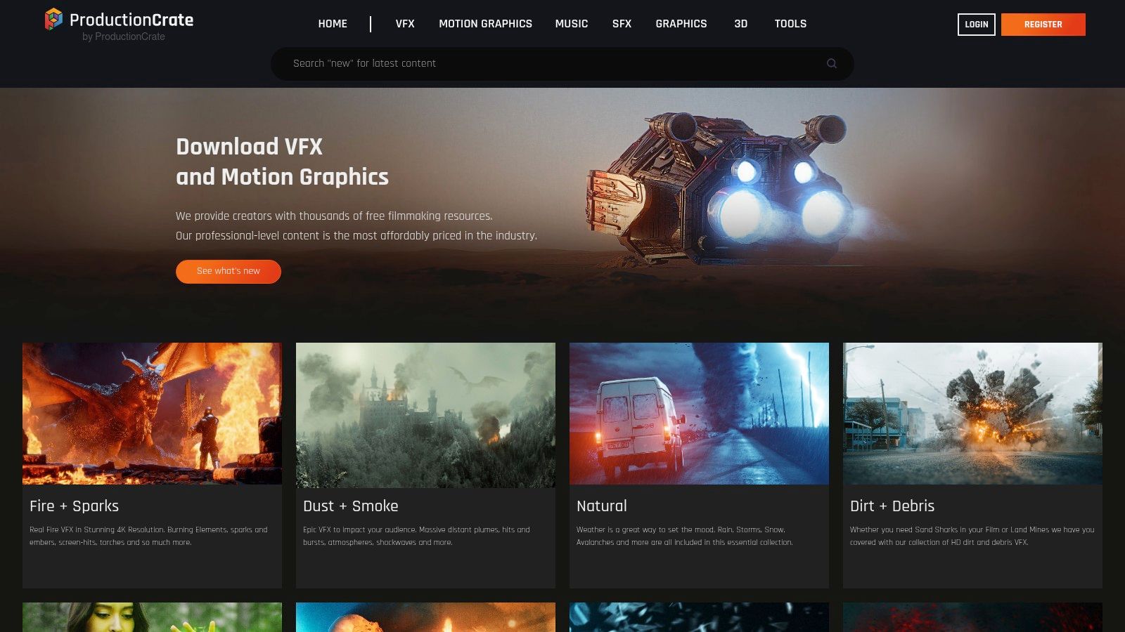 ProductionCrate's library of VFX assets and free effects for video