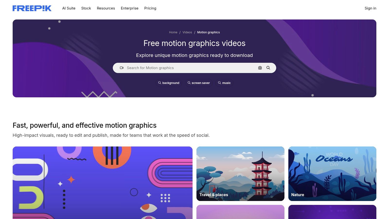 Videvo's library of motion graphics and free effects for video