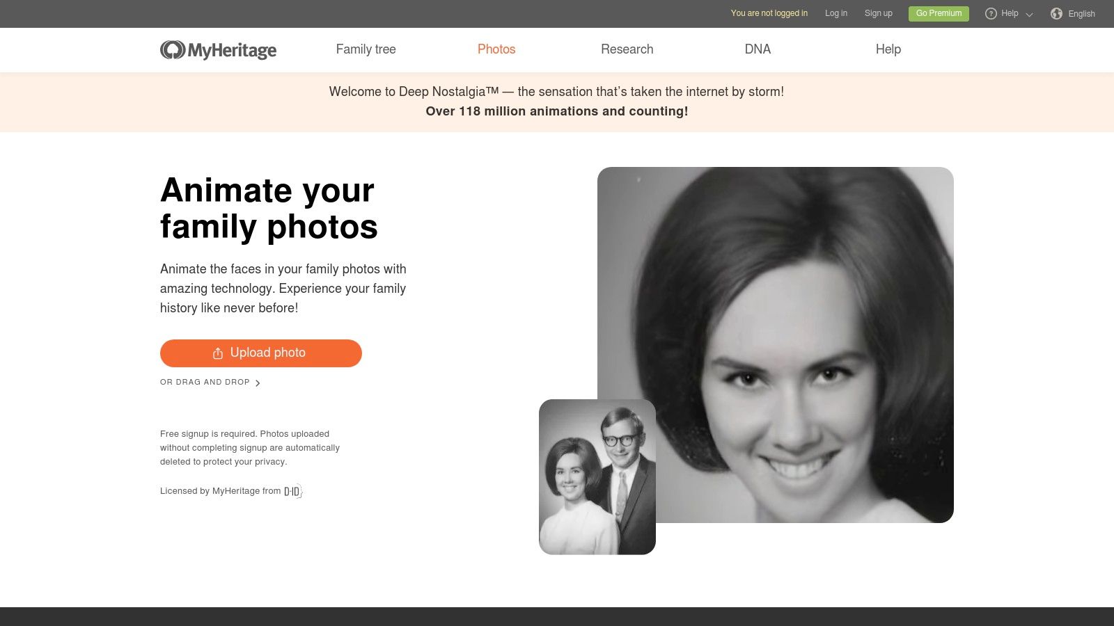 MyHeritage (Deep Nostalgia & LiveMemory)