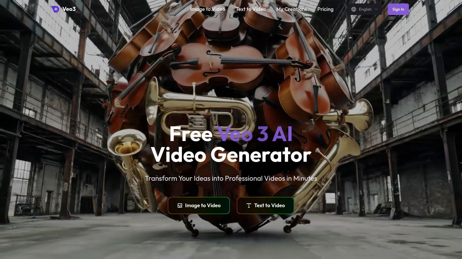 A screenshot of the Veo3 AI website interface showing a prompt bar for video generation.