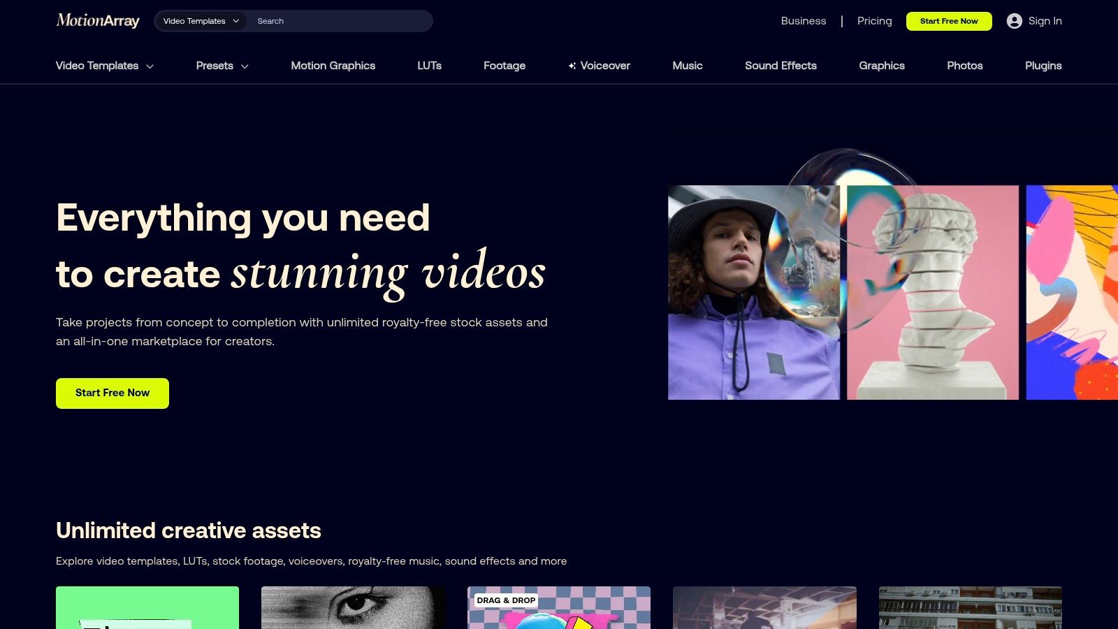 Motion Array's library of free video effects and assets