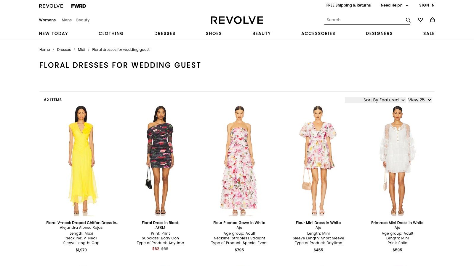 REVOLVE floral wedding guest dresses