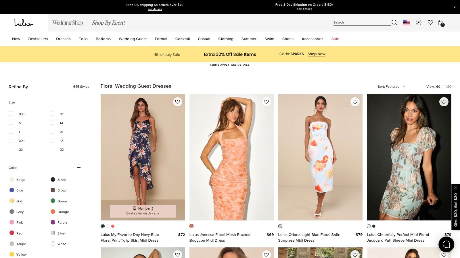 Lulus wedding guest dress selection