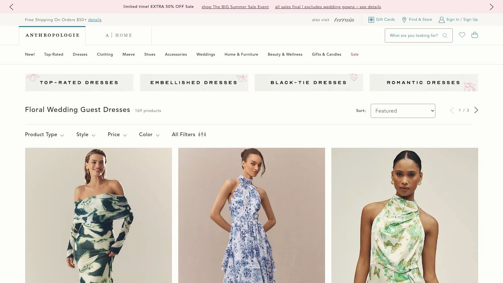 Anthropologie wedding guest dress selection