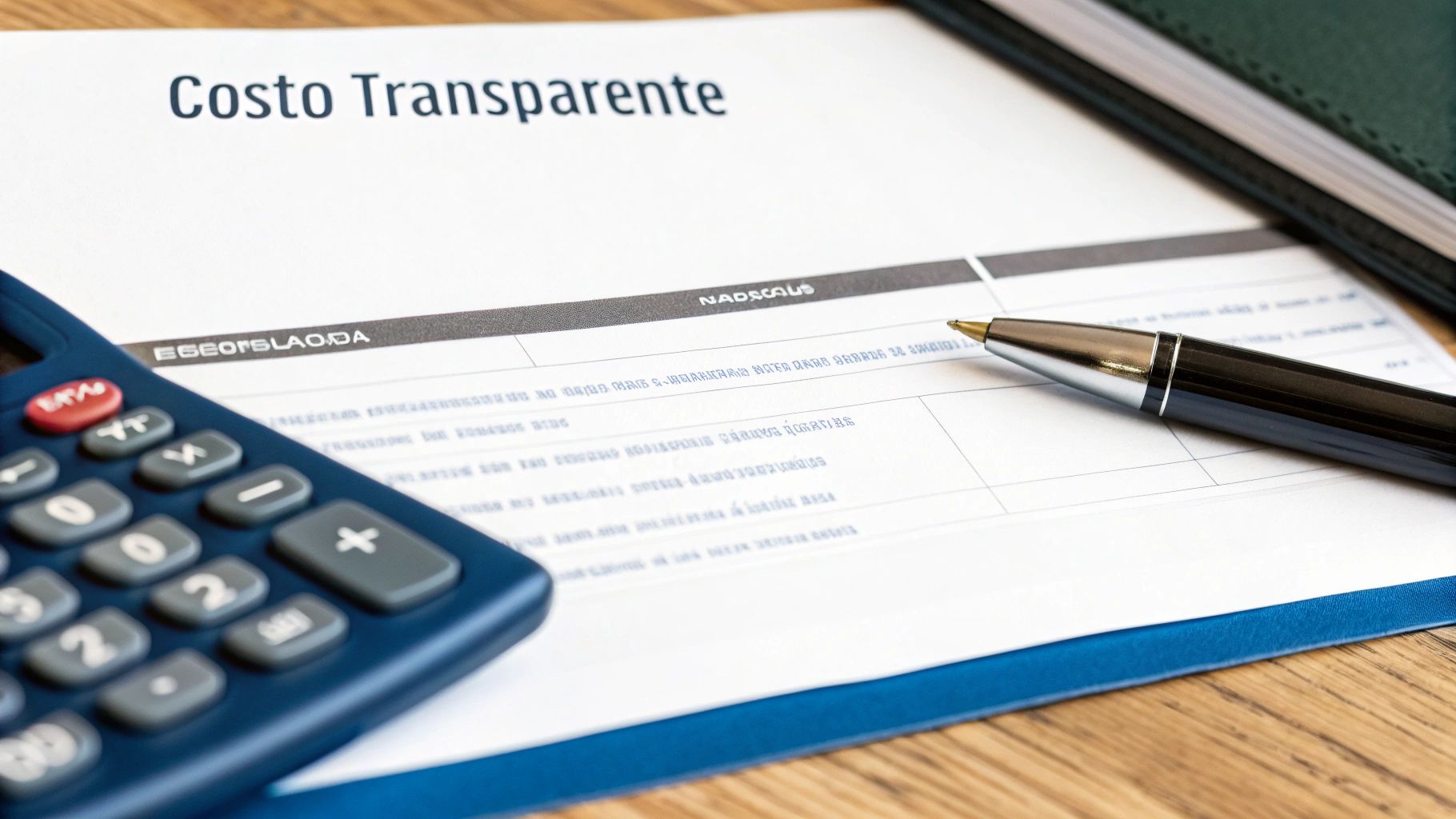 Una calculadora y las llaves de una camioneta sobre un mapa, simbolizando el cálculo del costo de la renta.