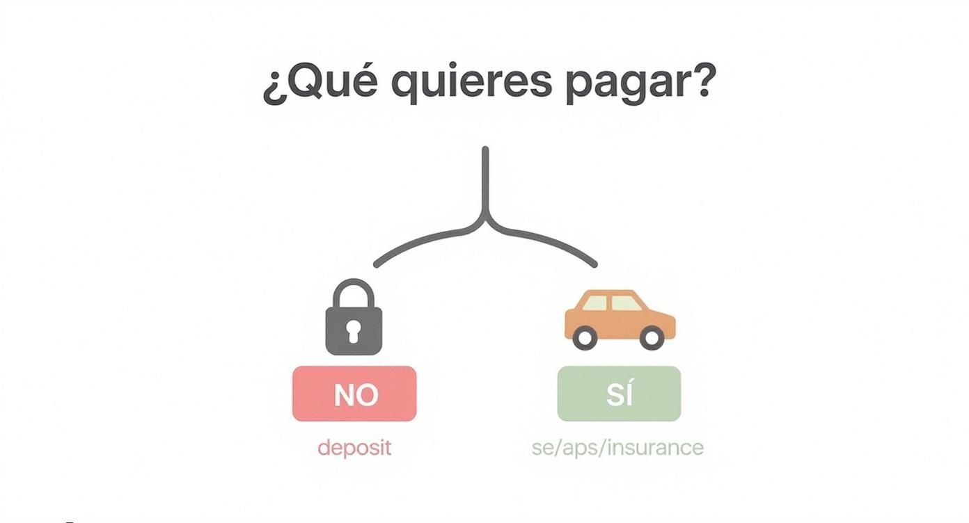 Infográfico que muestra un árbol de decisión sobre qué se puede pagar a meses sin intereses.