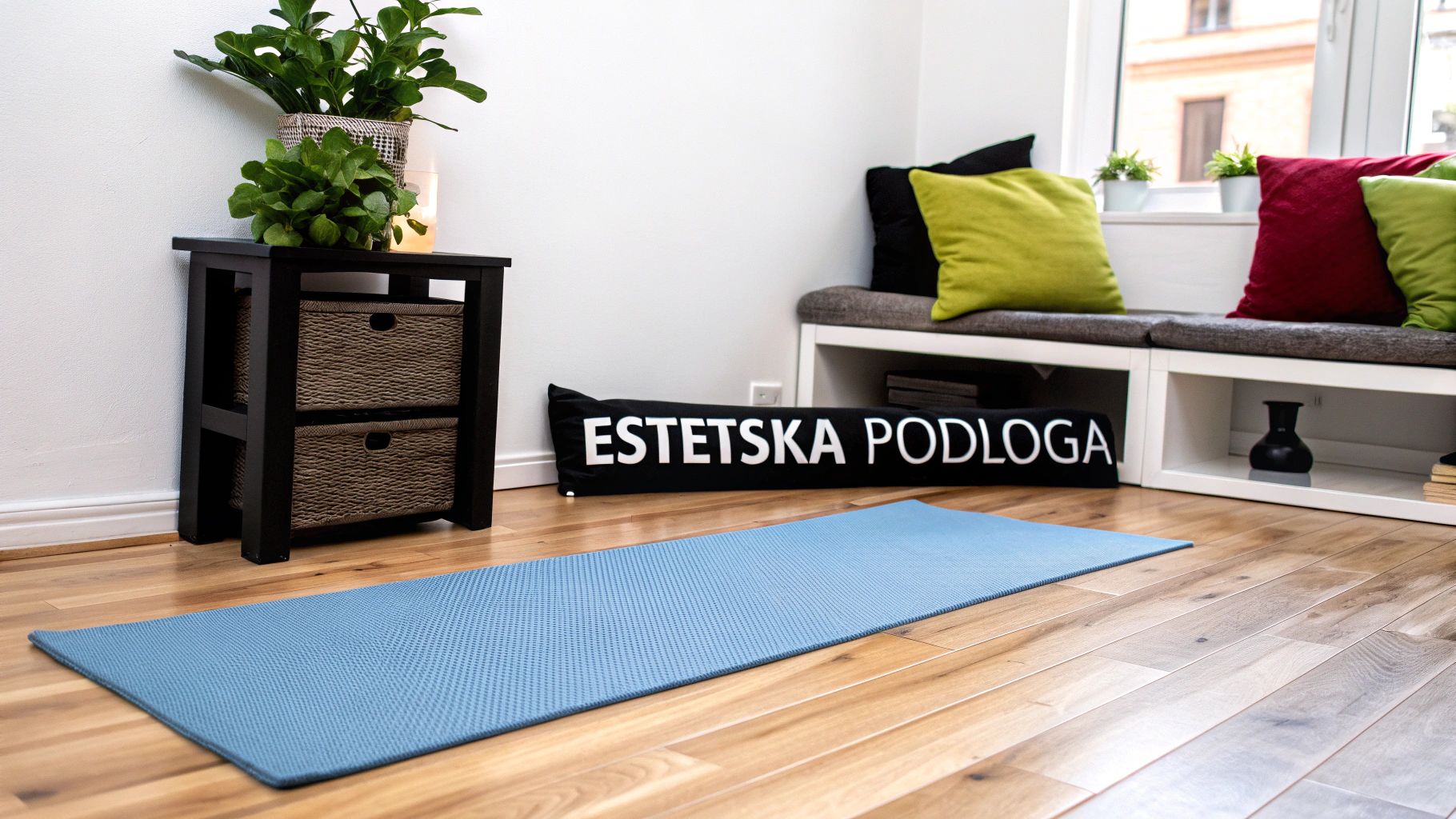 Domači wellness kotiček s podlogo za telovadbo