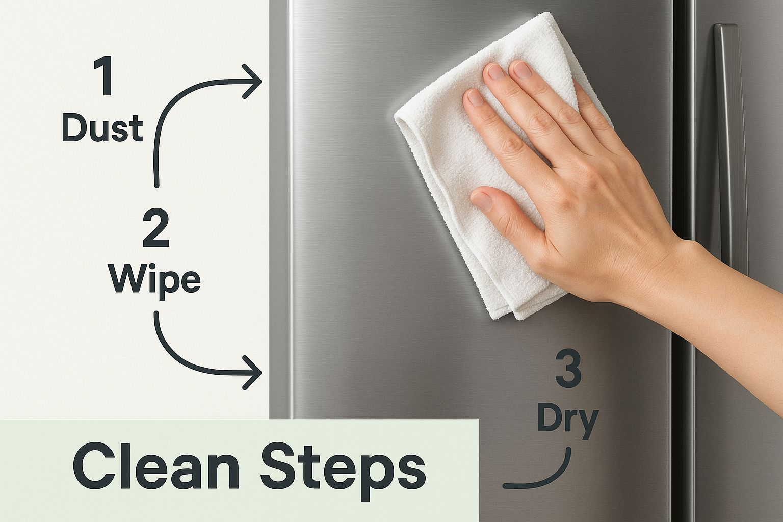 Infographic about how to clean stainless steel fridge