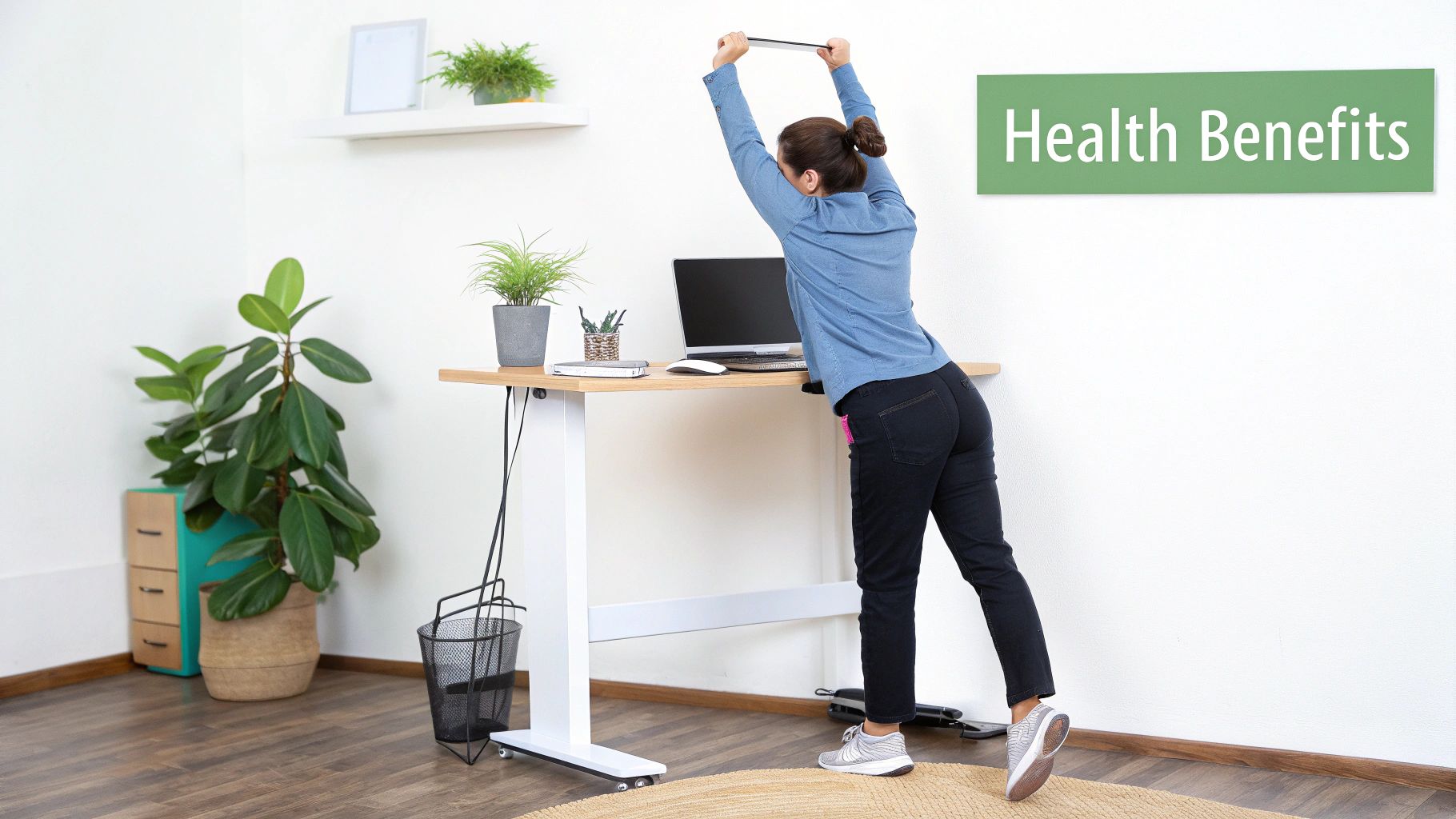 health benefits of a ergonomic standing desk set up