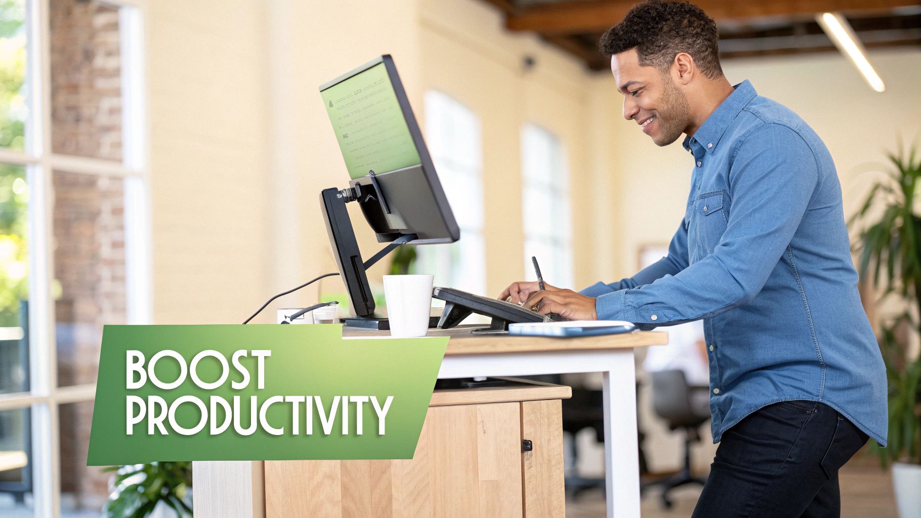 productivity benefits from office standing desks on sale at folders nz