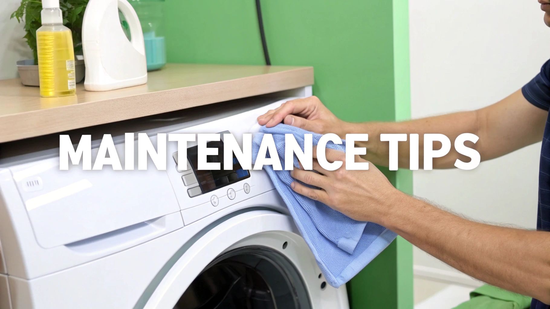 A clean, shiny front load washing machine with an open door.