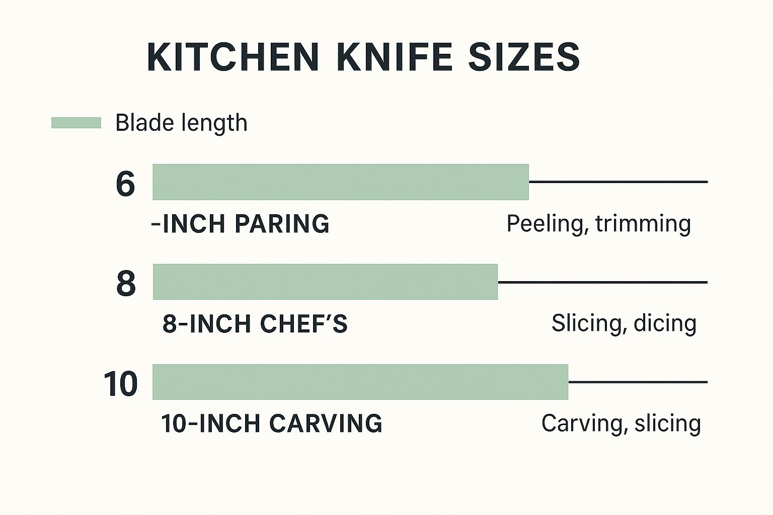 kitchen knives size chart