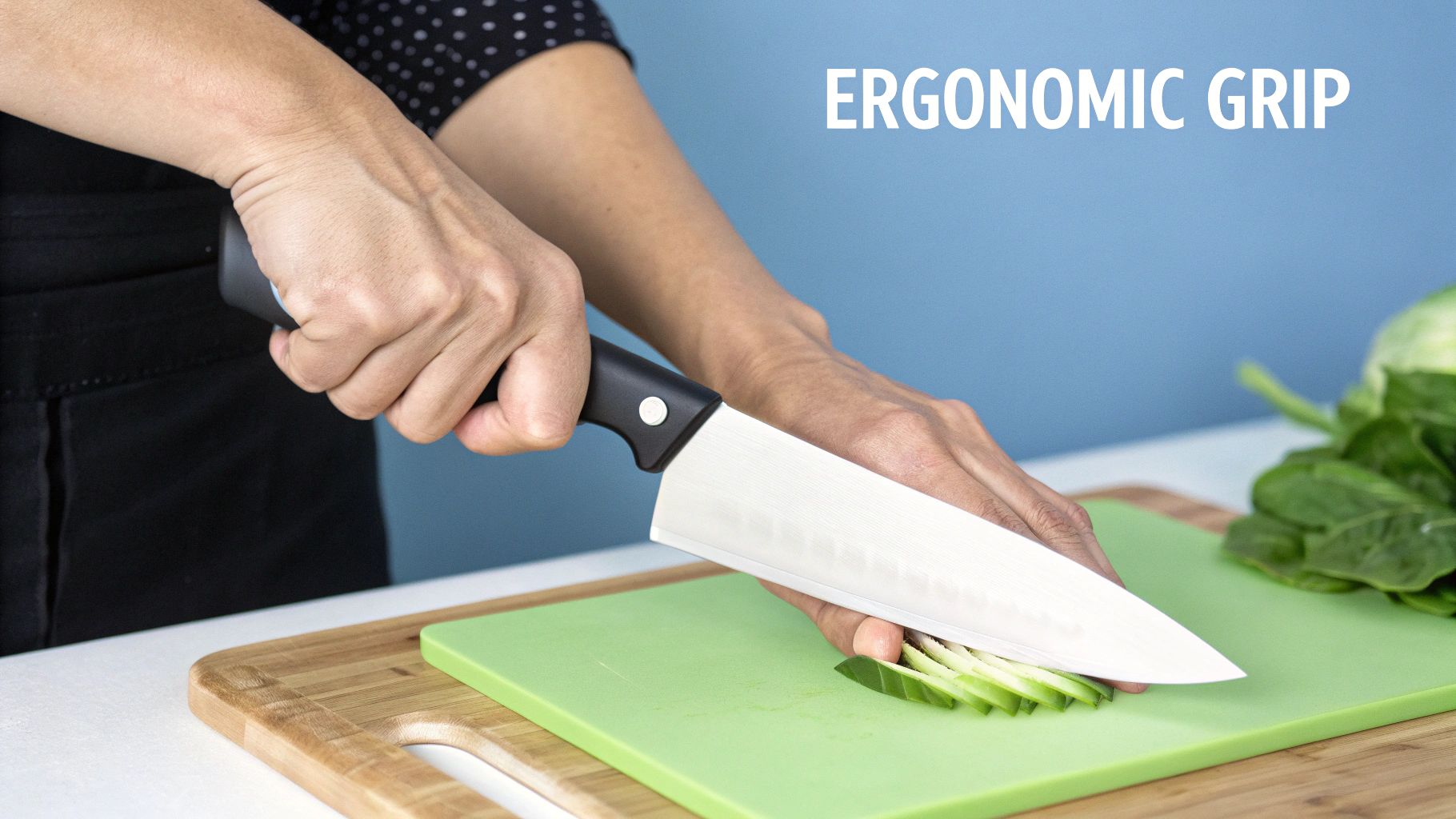 hand grip design on kitchen knives
