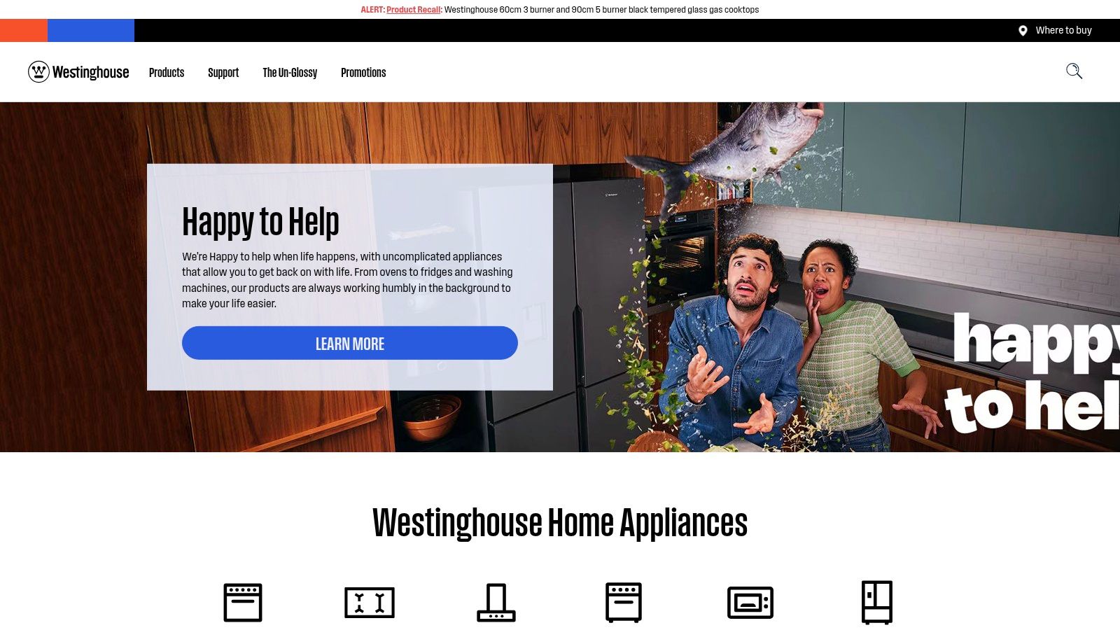 Westinghouse 60cm 4 Zone Ceramic Cooktop WHC643BD