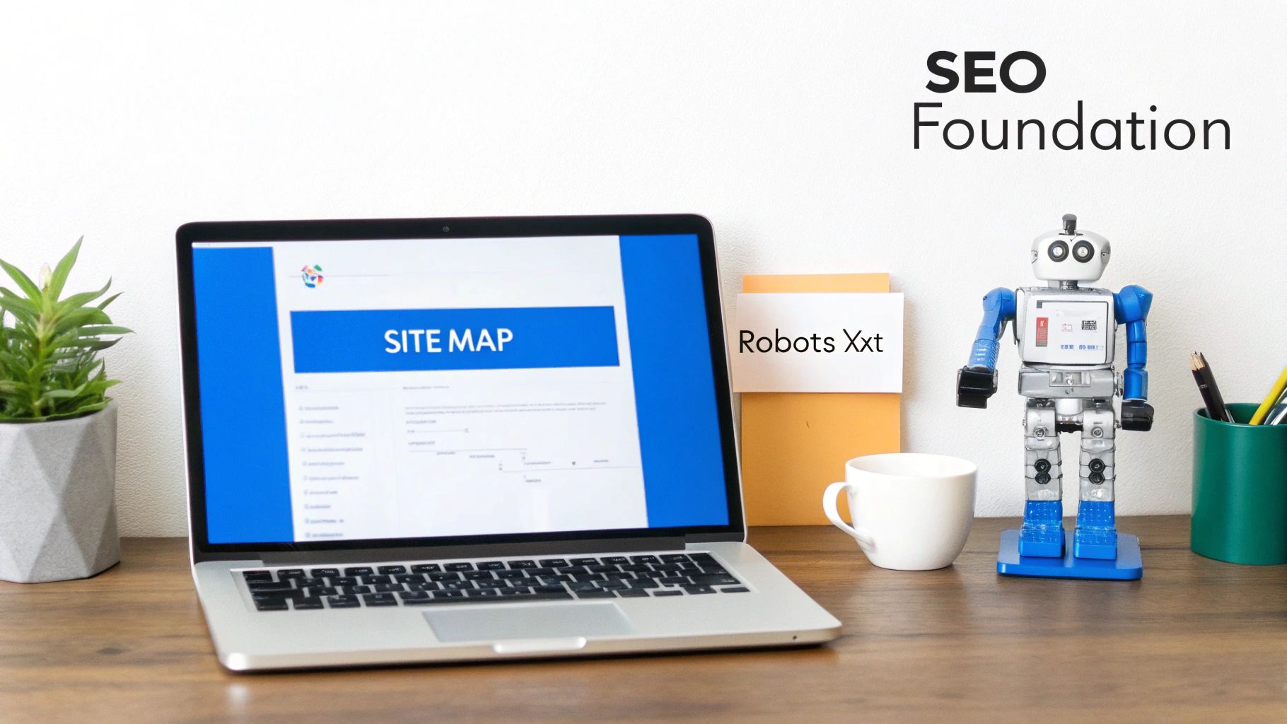 How to optimize website for search engines: Complete Guide 3 A person typing on a laptop with charts and graphs in the background, representing content creation and SEO analysis.