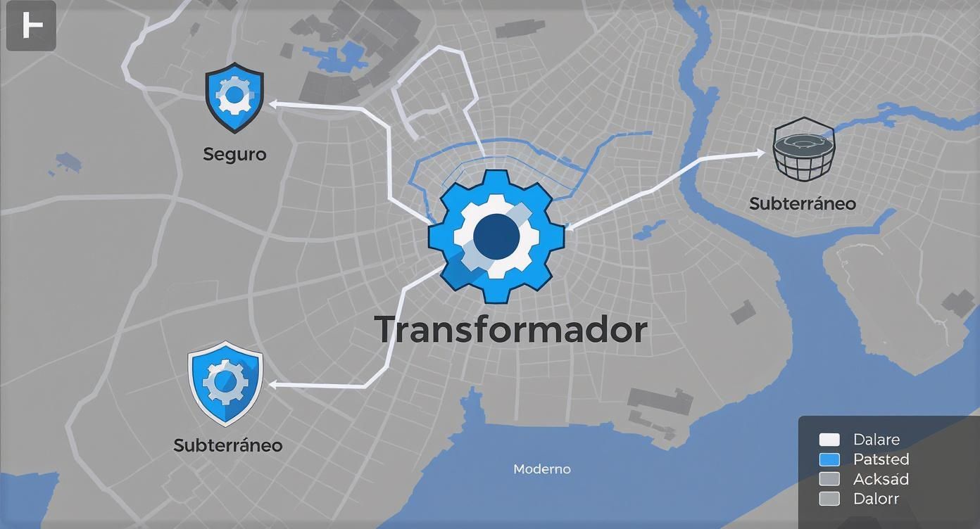Infographic about transformador tipo pedestal