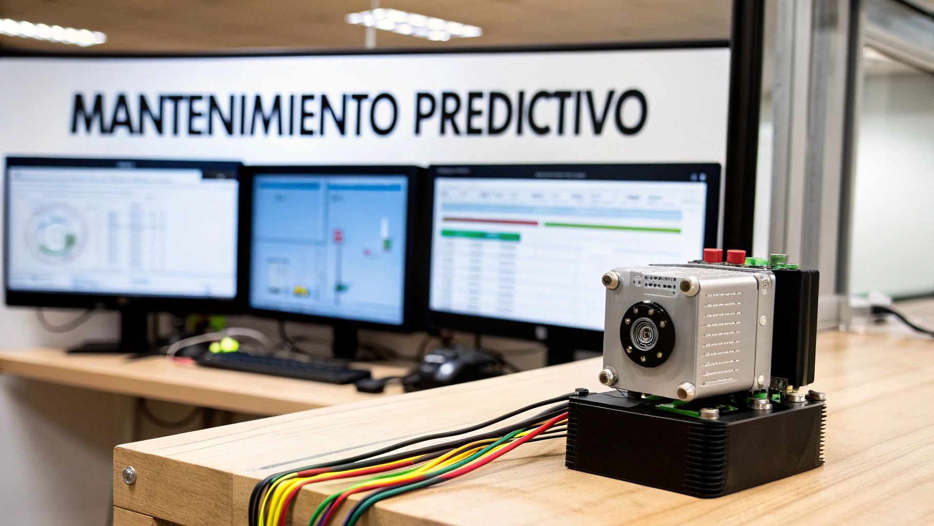 Un ingeniero monitoreando el rendimiento de un transformador en una tablet con gráficos de datos en tiempo real.