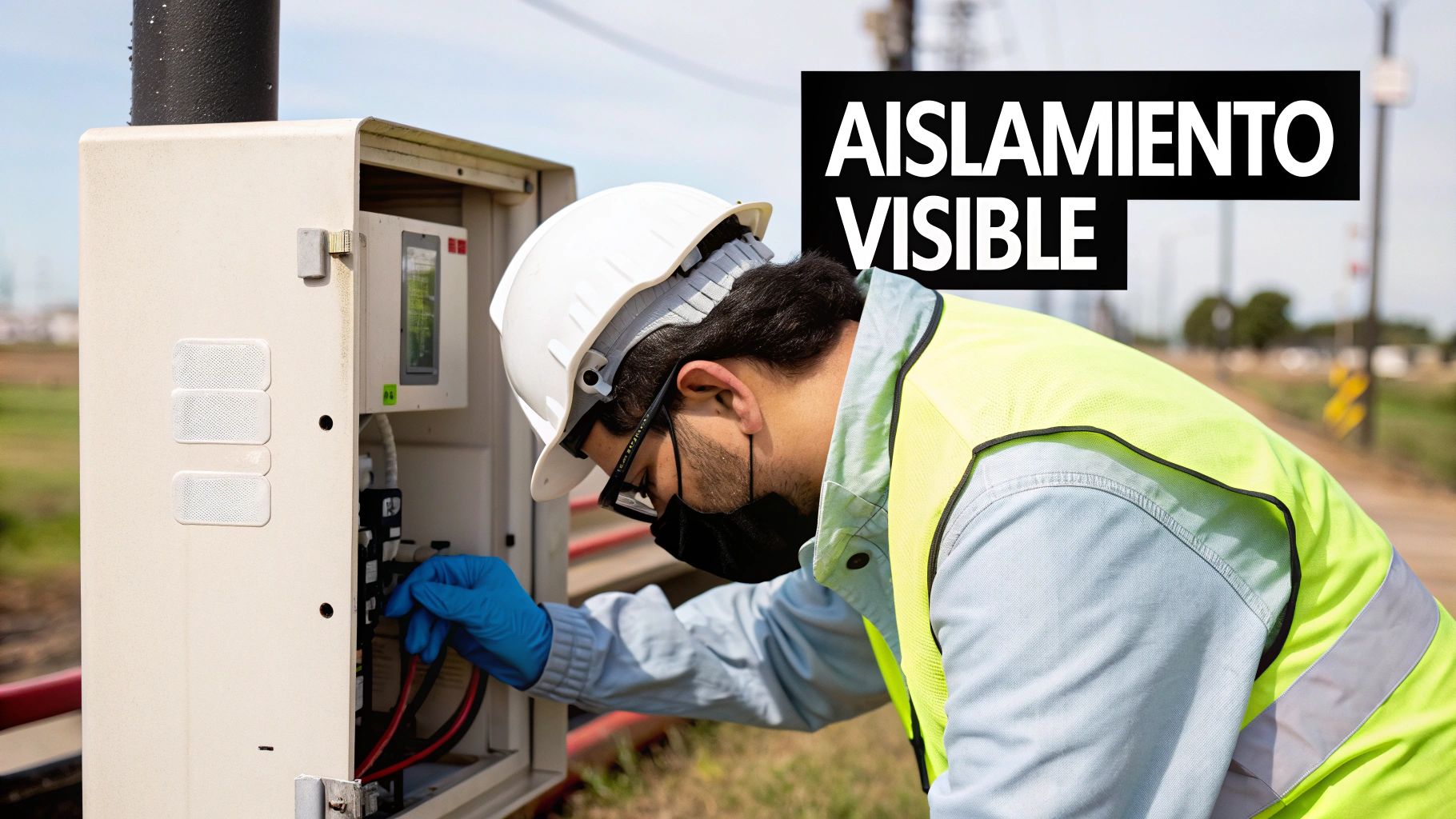 Una serie de desconectadores de cuchillas de alta tensión en una subestación eléctrica, mostrando su estructura robusta y su función de aislamiento.