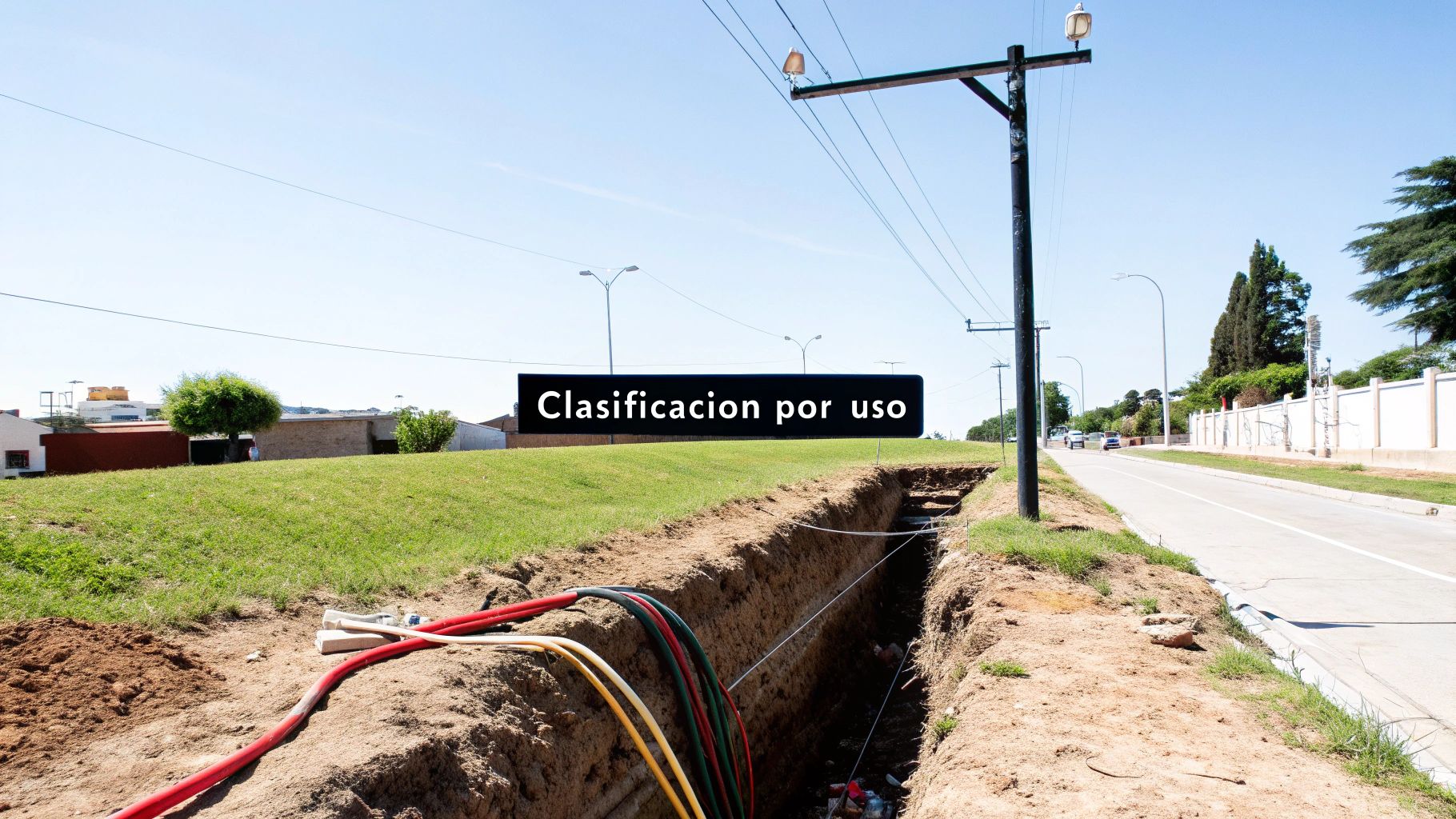Instalación de cables de potencia subterráneos en una zanja urbana