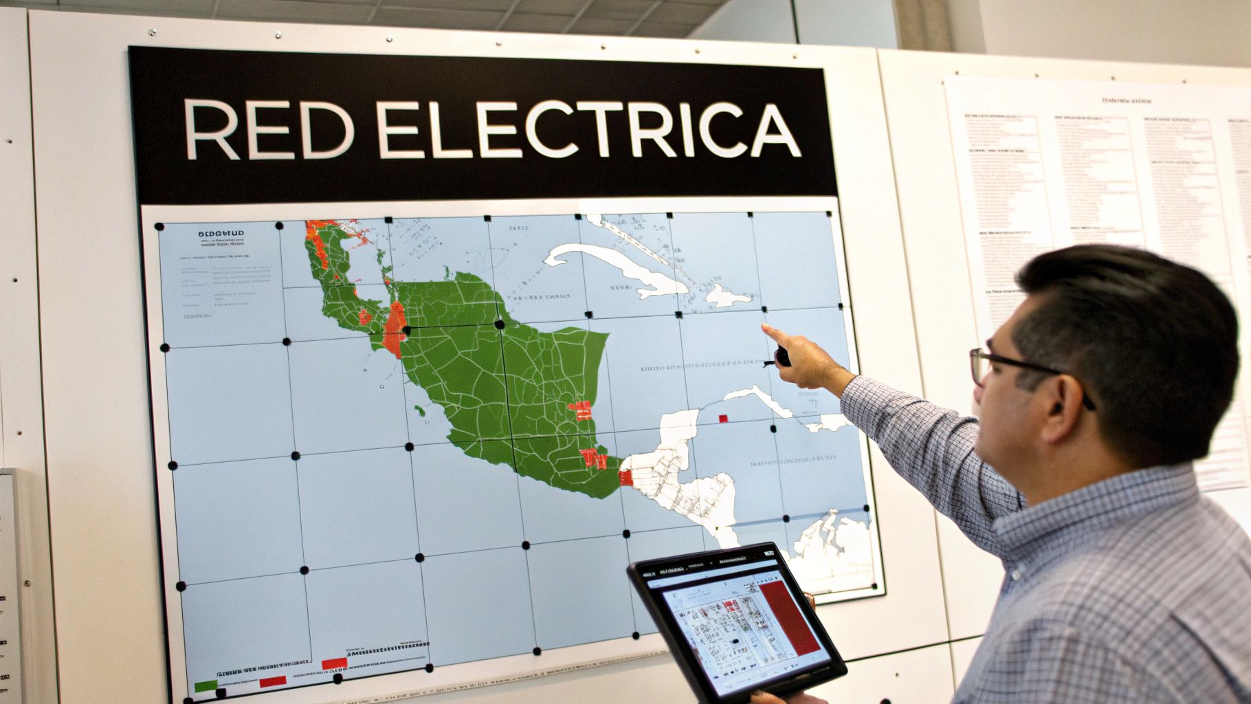 Turbinas eólicas y líneas de transmisión eléctrica en México