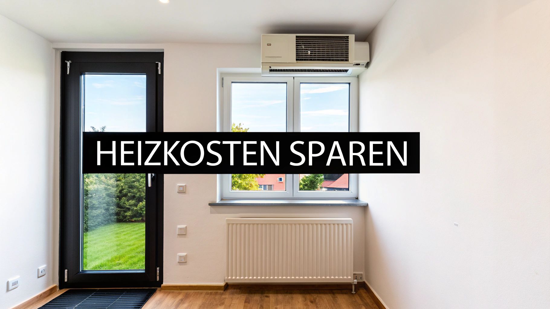Modernes Zimmer mit dezentraler Lüftungsanlage, Fenster und Heizung zur Reduzierung der Heizkosten.