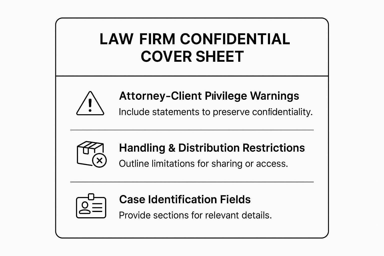 Infographic showing key data about Law Firm Confidential Cover Sheet