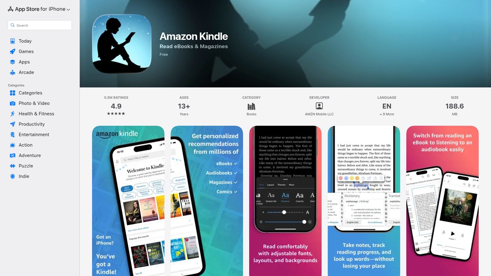 Apple App Store – Amazon Kindle app (iPhone/iPad)