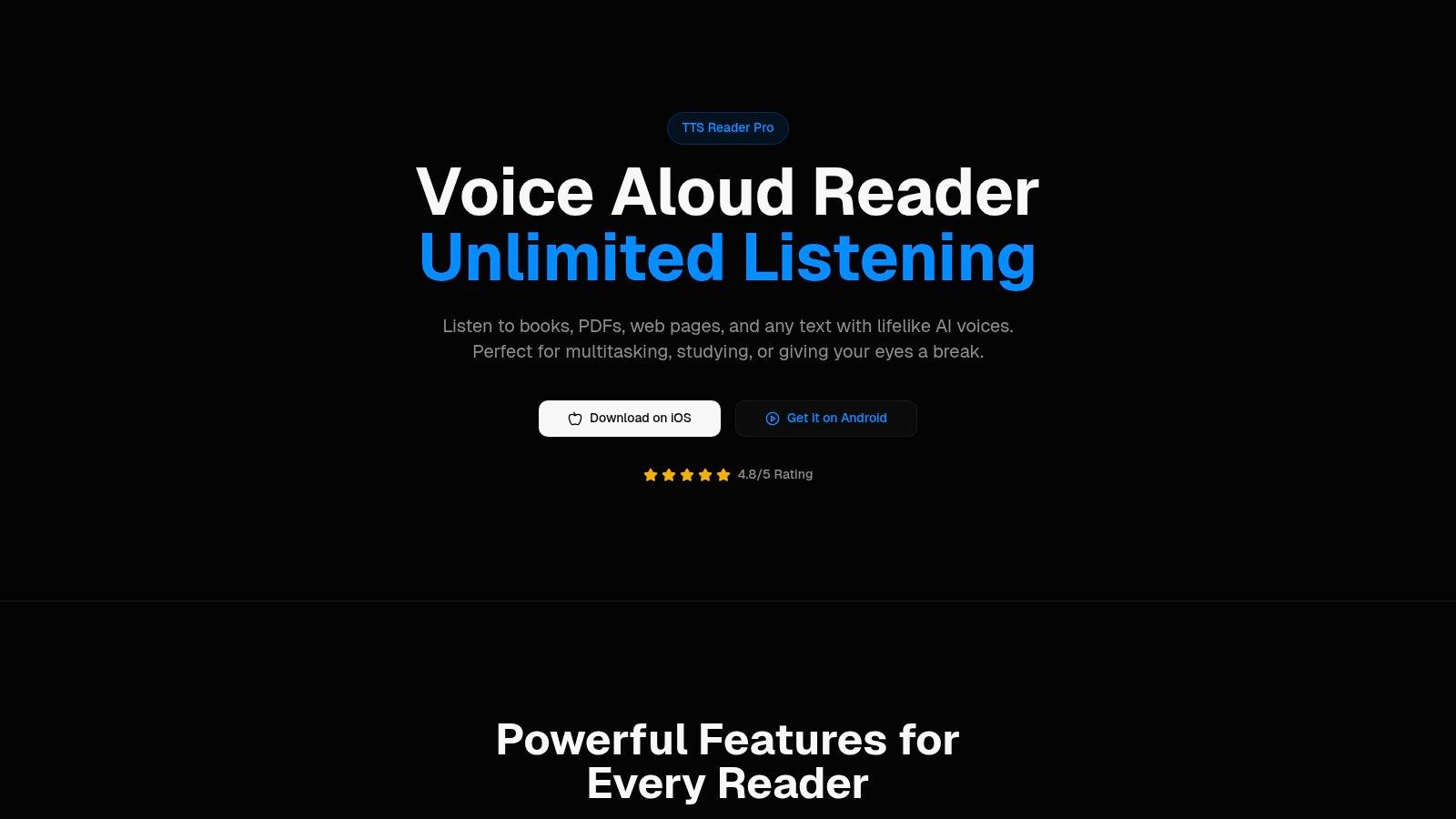 TTS Pro screenshot showing Kindle book import feature