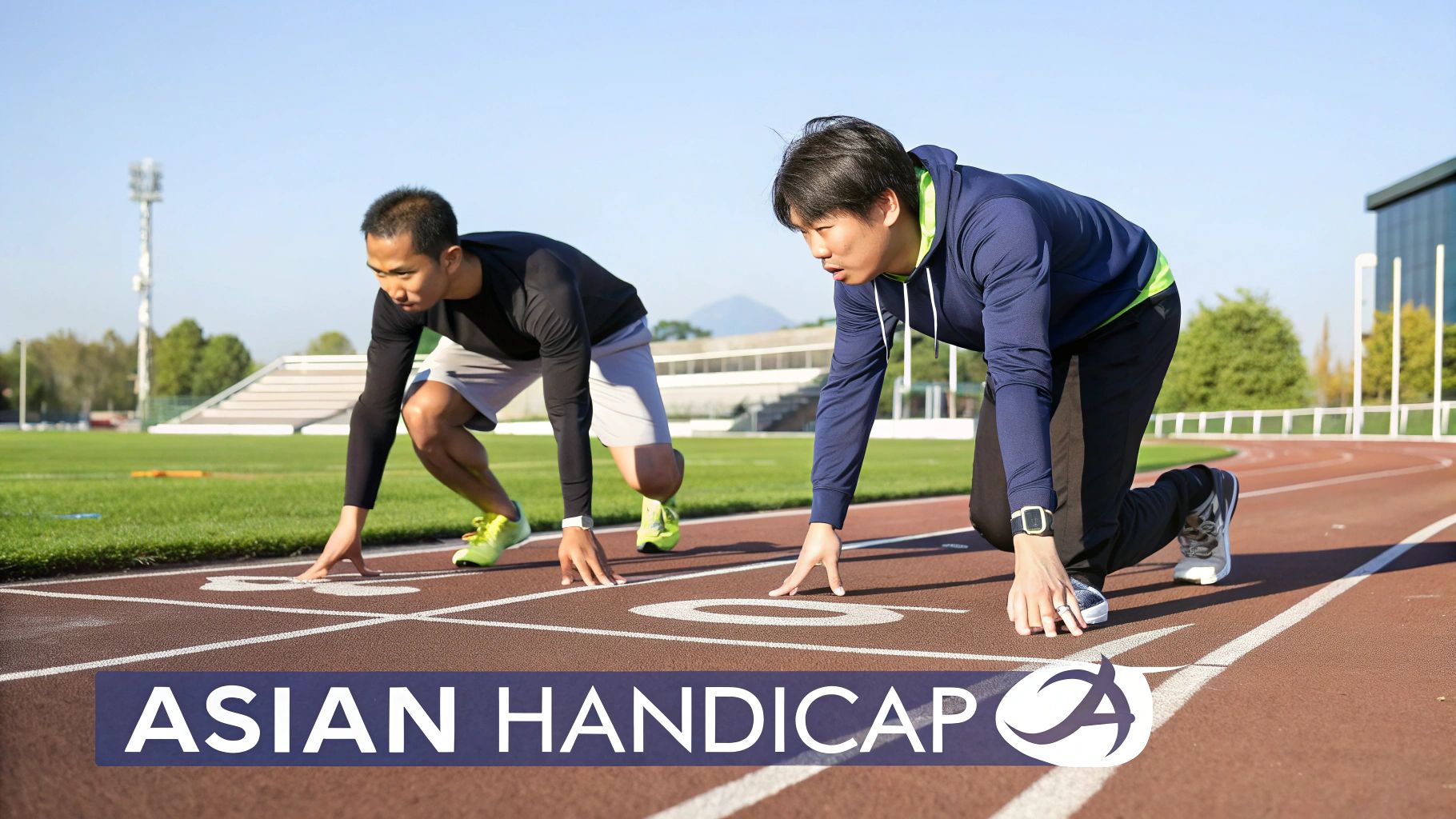 Football on a pitch with strategic markings representing betting handicaps