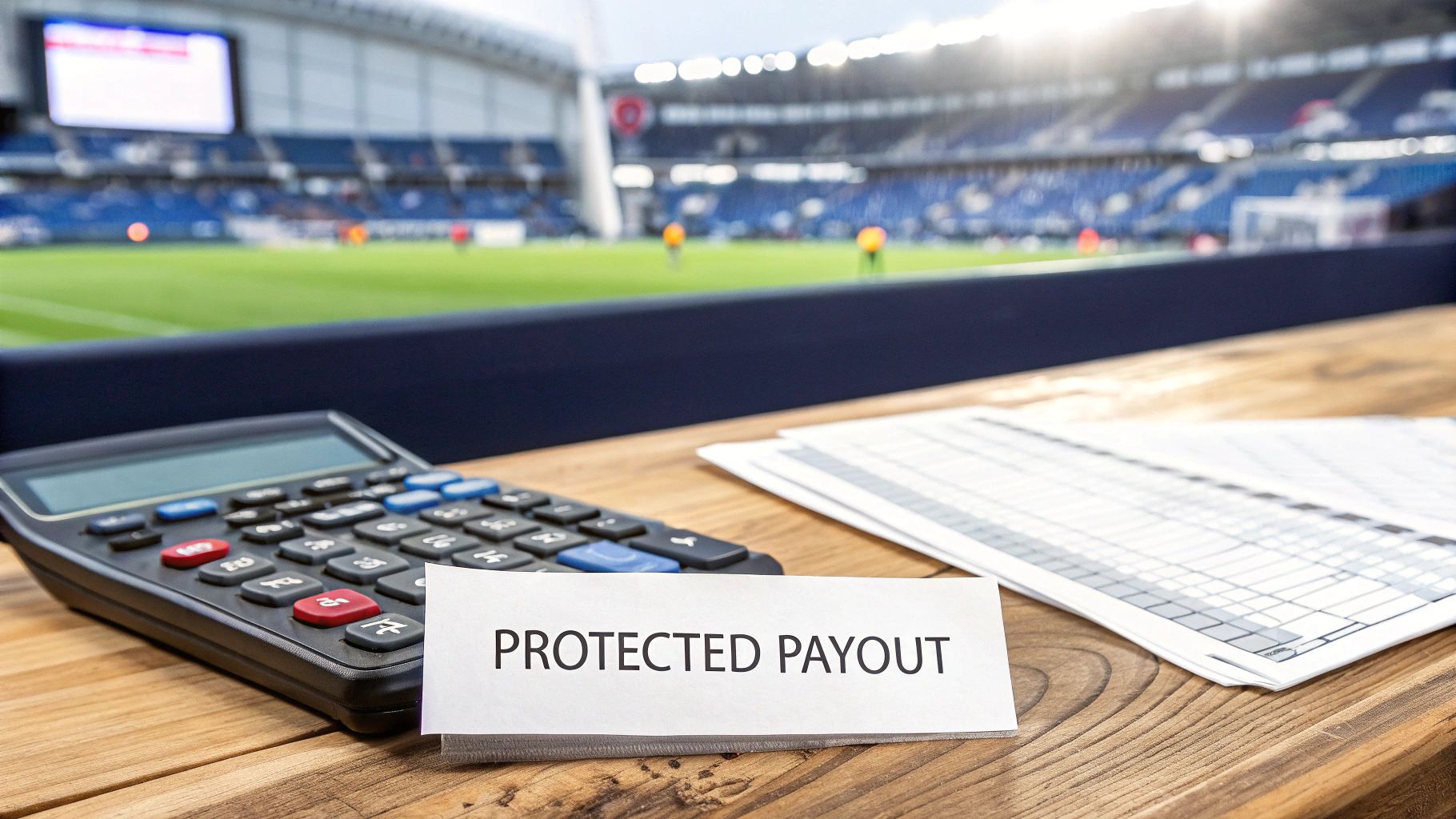 A football match in a stadium, seen from the stands
