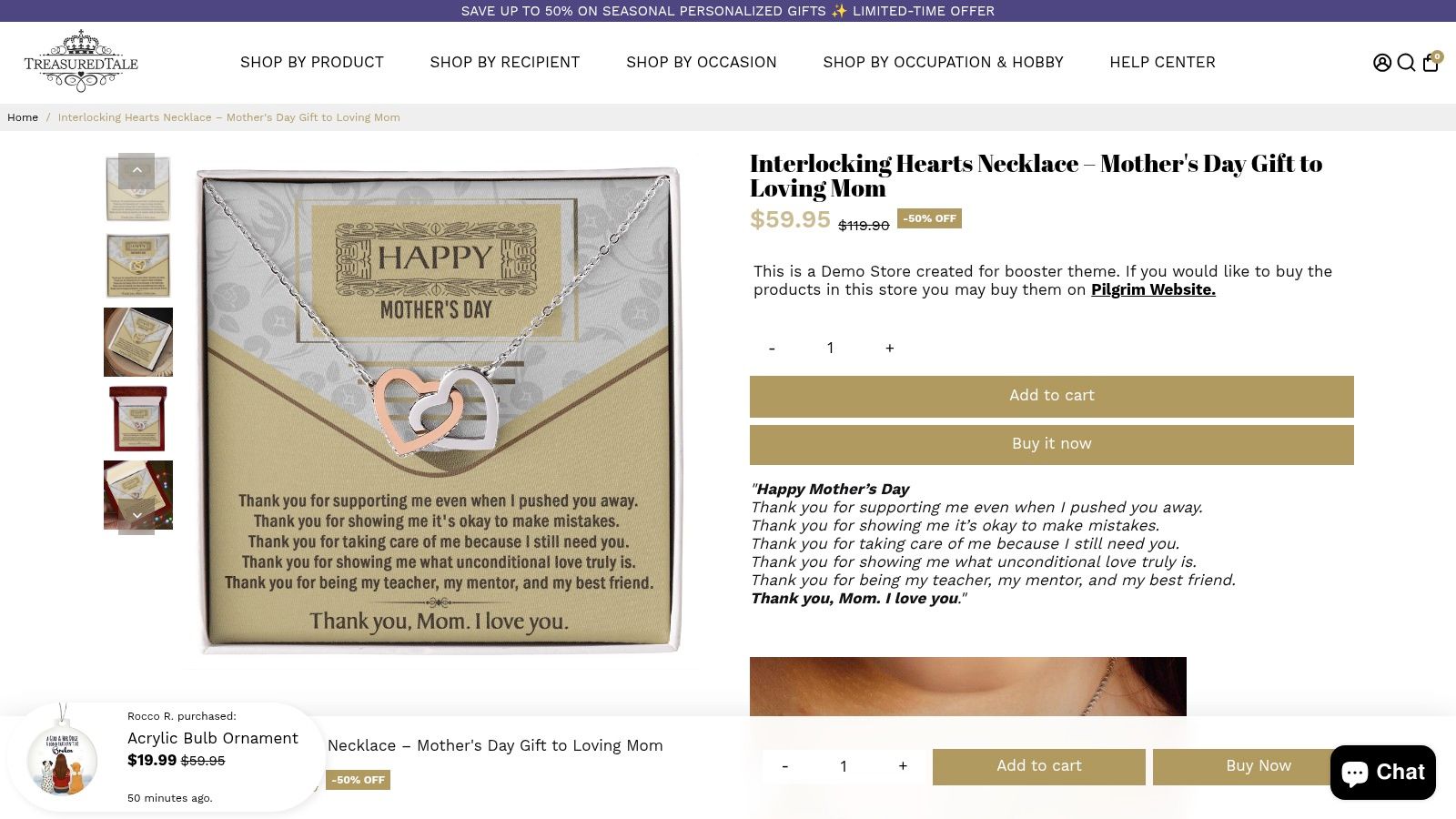 Interlocking Hearts Necklace – Mother’s Day Gift to Thank a Loving Mom