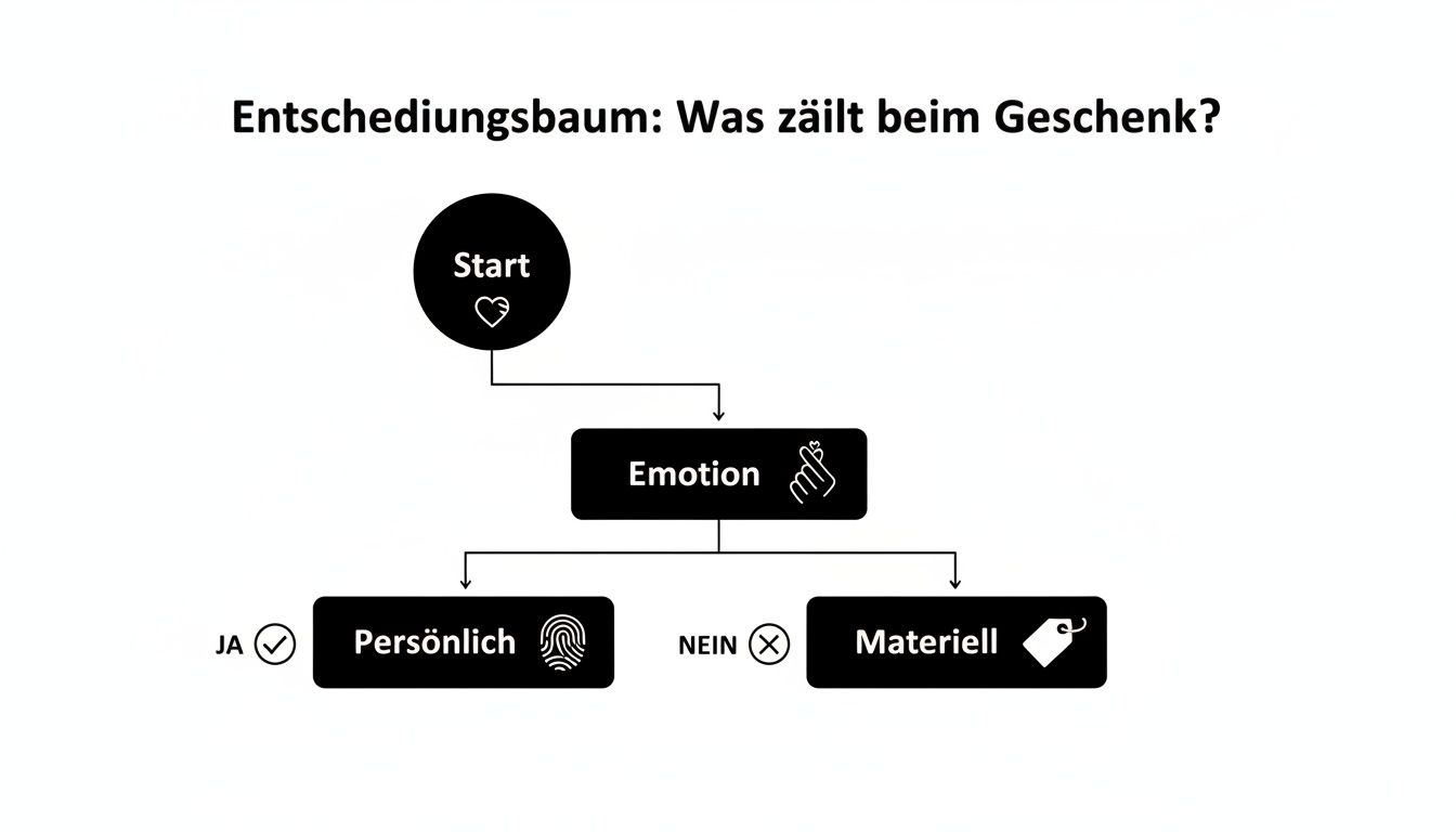 Un árbol de decisiones muestra lo que cuenta en un regalo: emoción, personalidad o valor material.