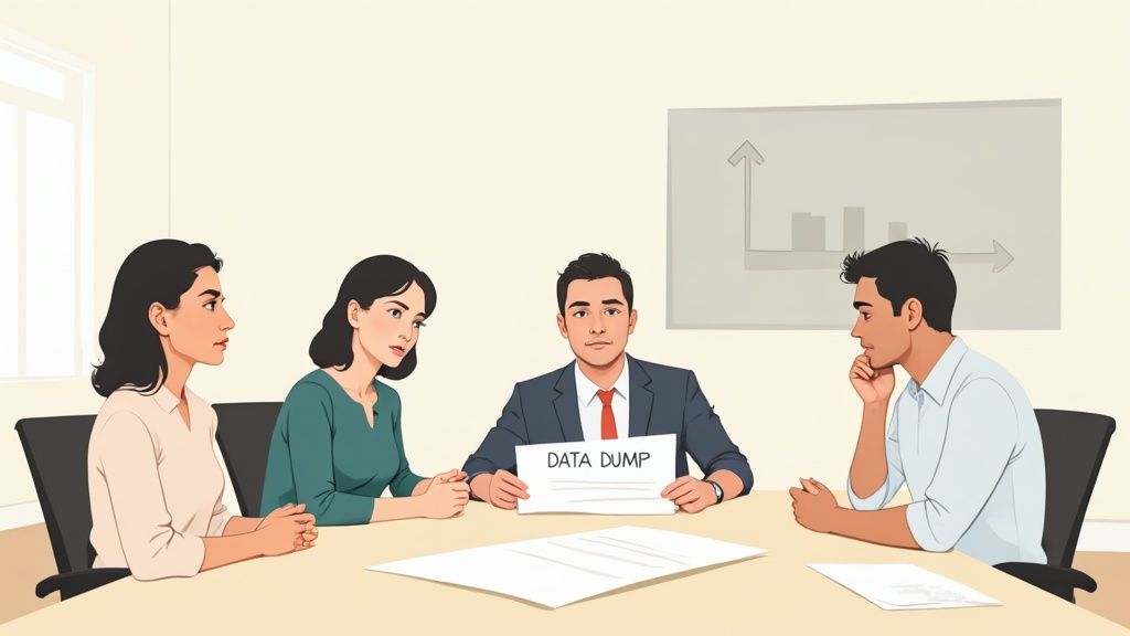 A team collaborating during a business meeting, illustrating an effective QBR session.