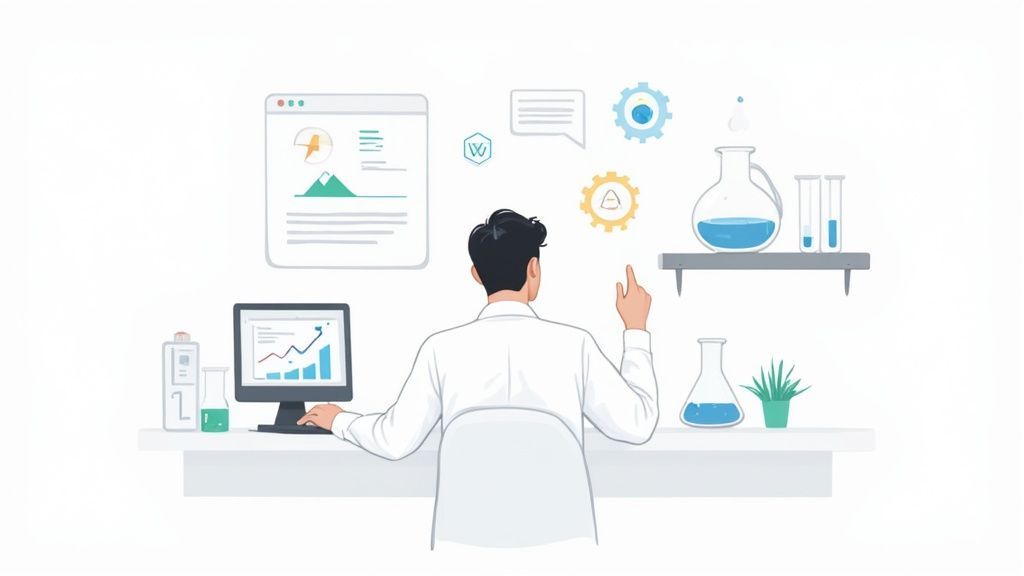 A group of professionals collaborating on a growth strategy using sticky notes on a glass wall, illustrating the concept of growth hacking.