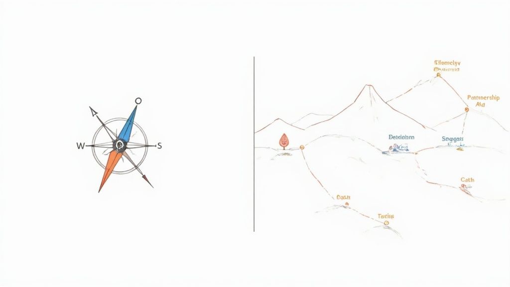 A chess board with pieces set up, symbolizing the difference between long-term strategy and individual tactical moves.