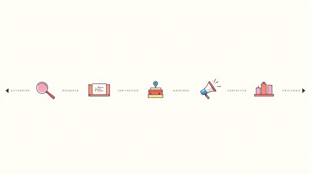 A person drawing a step-by-step business plan on a whiteboard, illustrating the process of building a go to market strategy framework.
