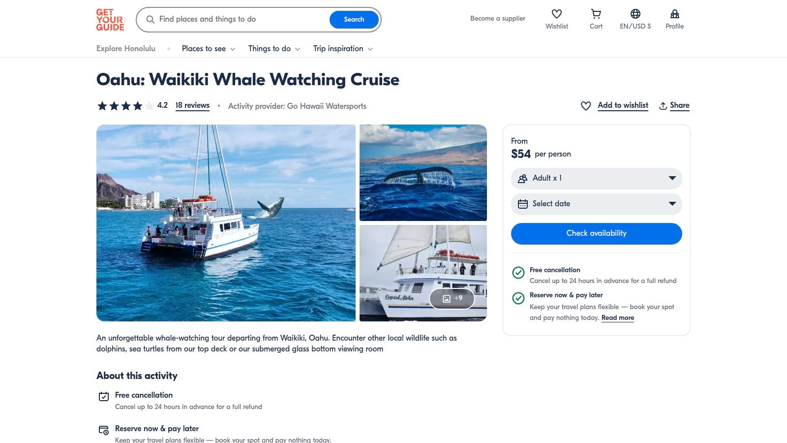 GetYourGuide (Waikiki Whale‑Watching options)