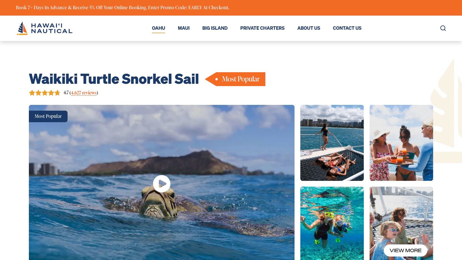 Hawaii Nautical – Waikiki Turtle Snorkel Sail